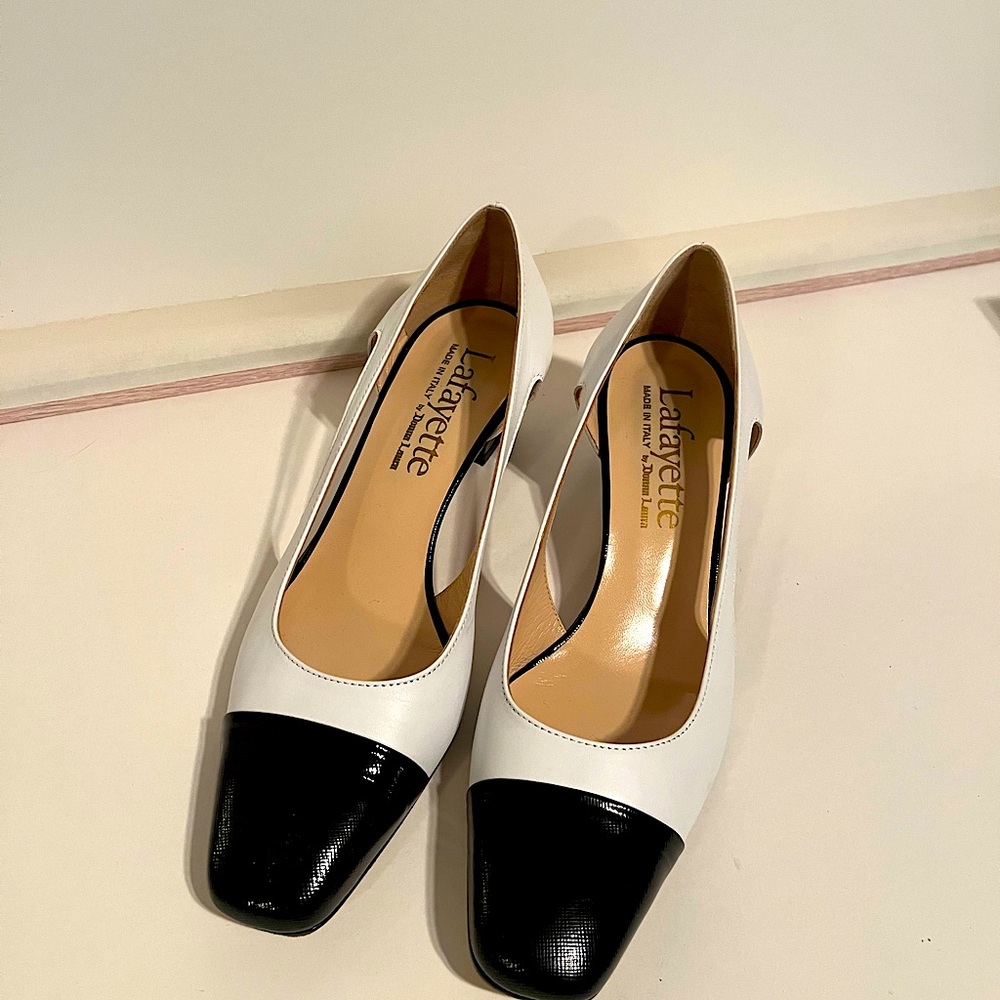 Lafayette white and black real leather shoes. Like new.